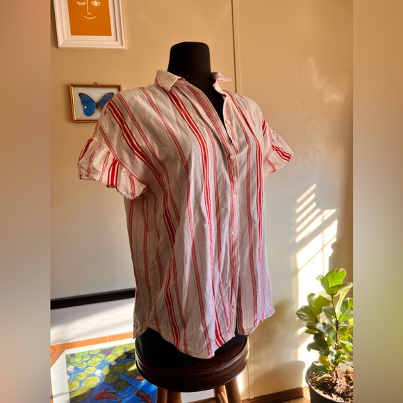 Madewell size medium striped button Down - Picture 6 of 7